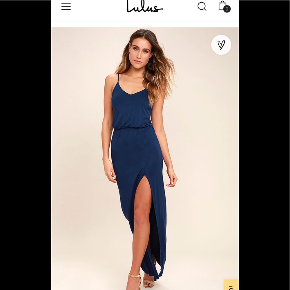 Lulus navy jersey maxi slit dress medium